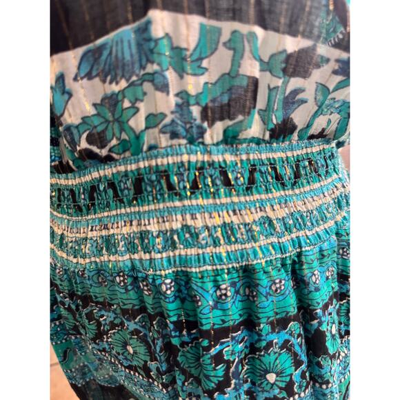 CALYPSO‎ St. Barth Womens S Cappi Jumpsuit Cotton Beaded Bohemian Peacock Sheer - Picture 7 of 14